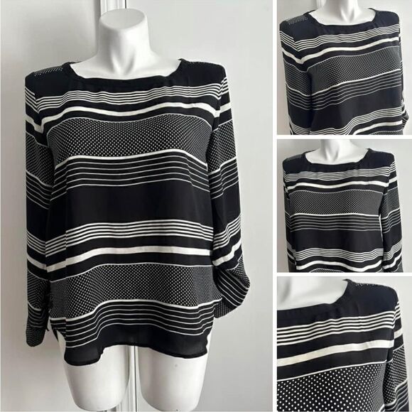 Black and White Blouse, Size L, LOFT - Picture 1 of 8